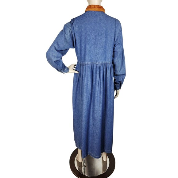 VTG 90s Moda Intl Denim Boho Western Fall Cottage Modest Prairie Dress Size 6 - Picture 10 of 11